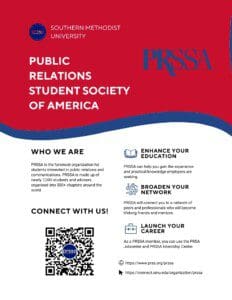 Flyer with information about PRSSA. Who they are and how to joing.