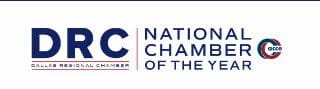 Image is of the Dallas Regional Chamber logo with the National Chamber of the Year recognition.