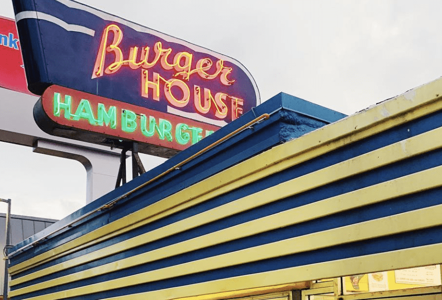 Burger House sign on top of their restaurant